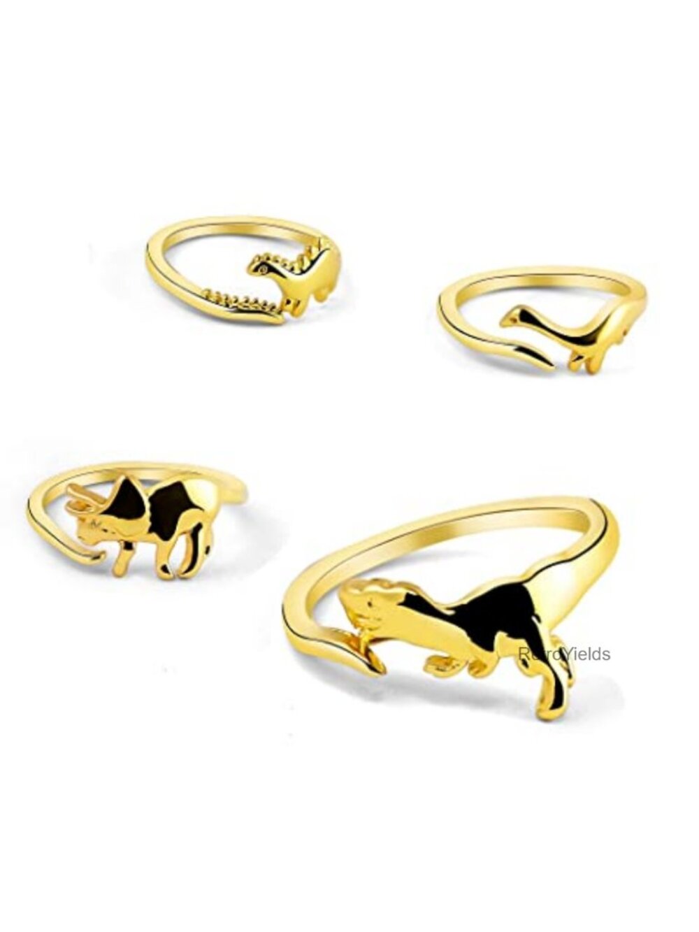 Adjustable Stacking Rings Set Butterfly Heart Lightning Dinosaur 4 Pairs